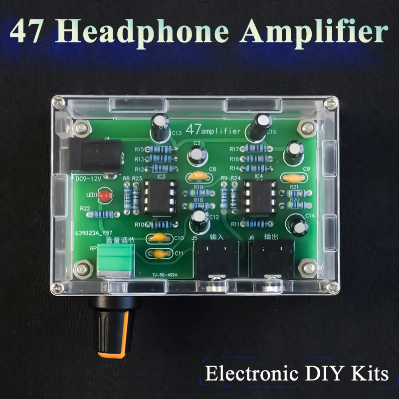 Portable NE5532 Single Power Supply 47 Headphone Amplifier Board Kit 2.0 Dual-channel DIY Soldering Loose Parts