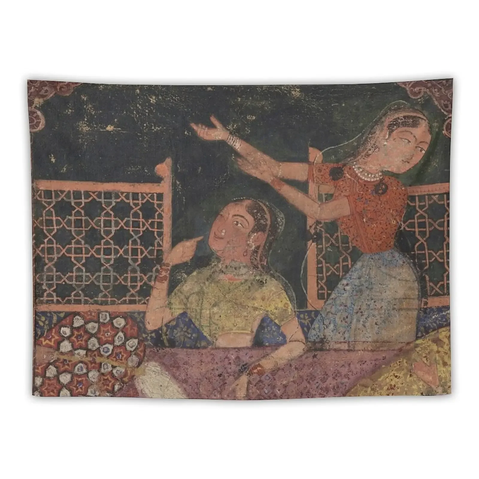 Hamzanama -Hamzas sons Rostam and Mihrafroz are warned by startled birds Detail Tapestry Bedroom Decor Wall Decoration Tapestry