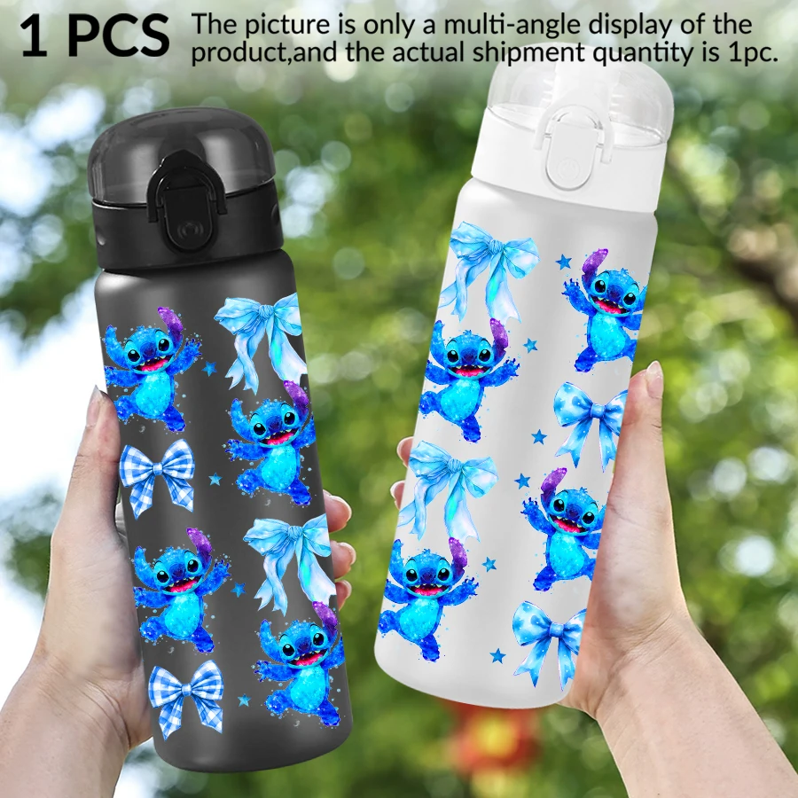 1Pc Disney Stitch Bow Pattern 26oz Plastic Water Bottle Outdoor Sports Water Cup Birthday/Homecoming Gift