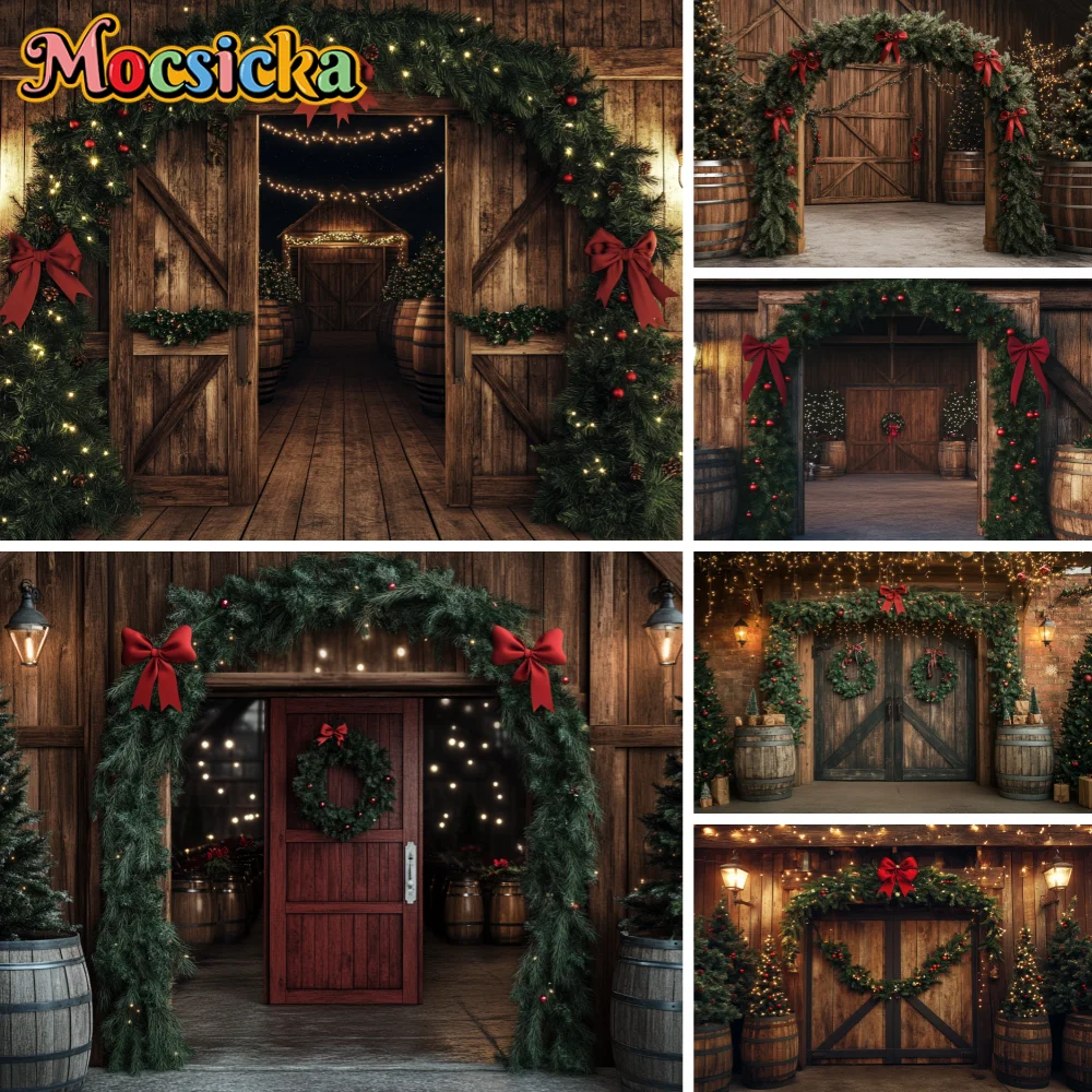 Santas Farm Cocoa Corner Backdrops Kids Family Photography Forest Christmas Winter Mistletoe Market Backgrounds