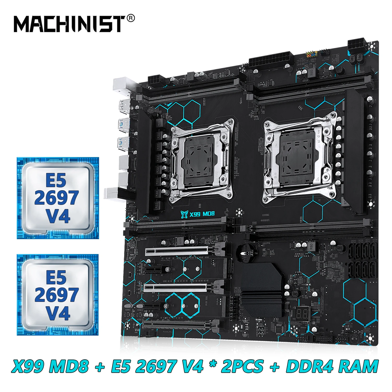 MACHINIST X99 MD8 デュアル CPU マザーボード、オプションの Intel