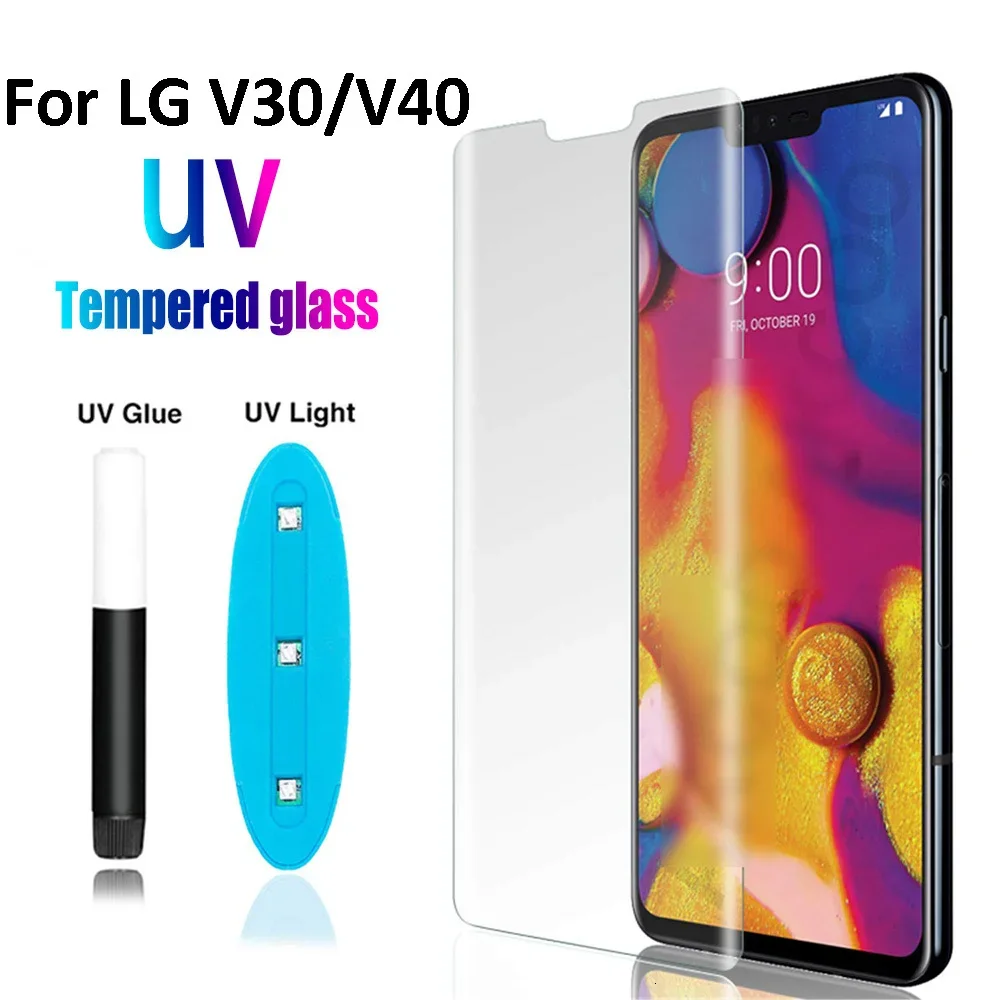 

20D Curved UV Nano Liquid Full Glue Tempered Glass For LG V30 V40 Full Coverage UV glass Film For LG V30 V40 Screen Protector