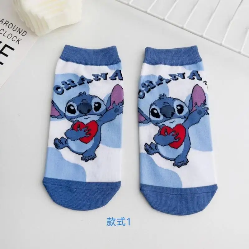 Stitch Socks Pure Cotton Spring Summer Girls Cartoon Sports Cute Cartoon Trendy Socks Ship Socks Instagram Trendy Short Socks