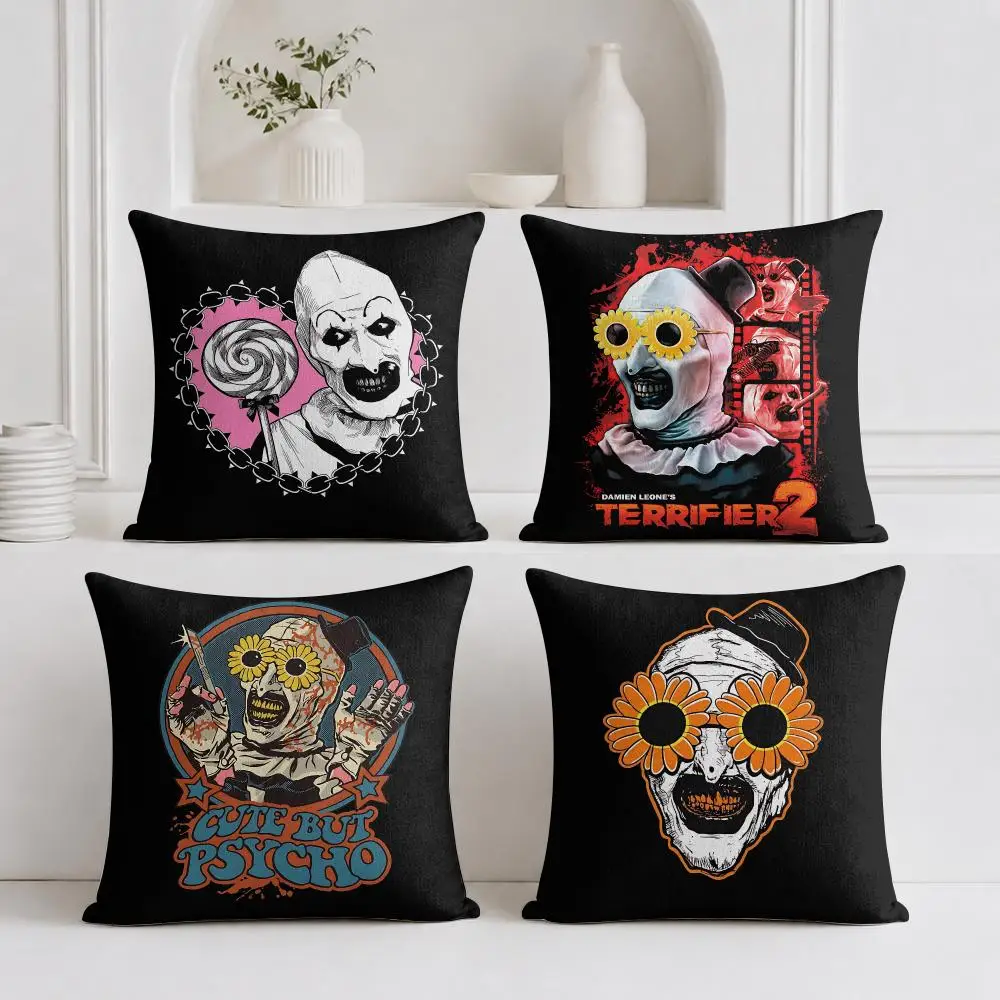 T-terrifier Black Cool Cushion Cover Linen Double-Sided Decorative Sofa Couch Bedroom Living Room Home Decor Pillow Case