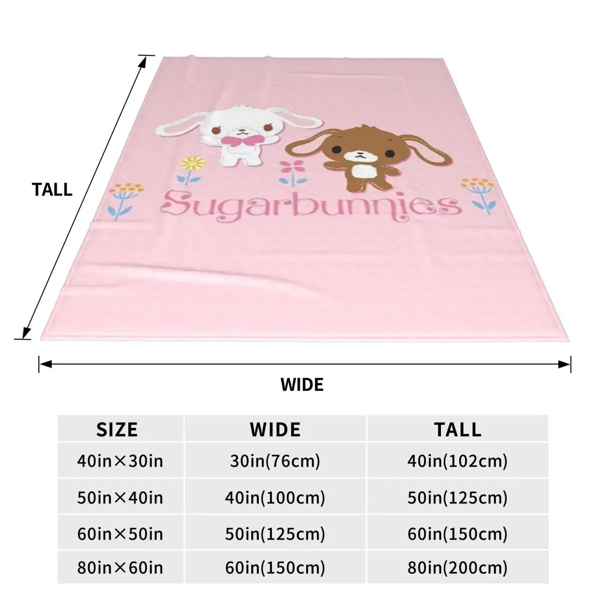 Sugarbunnies Blanket Soft Warm Flannel Throw Blanket Plush for Bed Living room Picnic Travel Home Couch