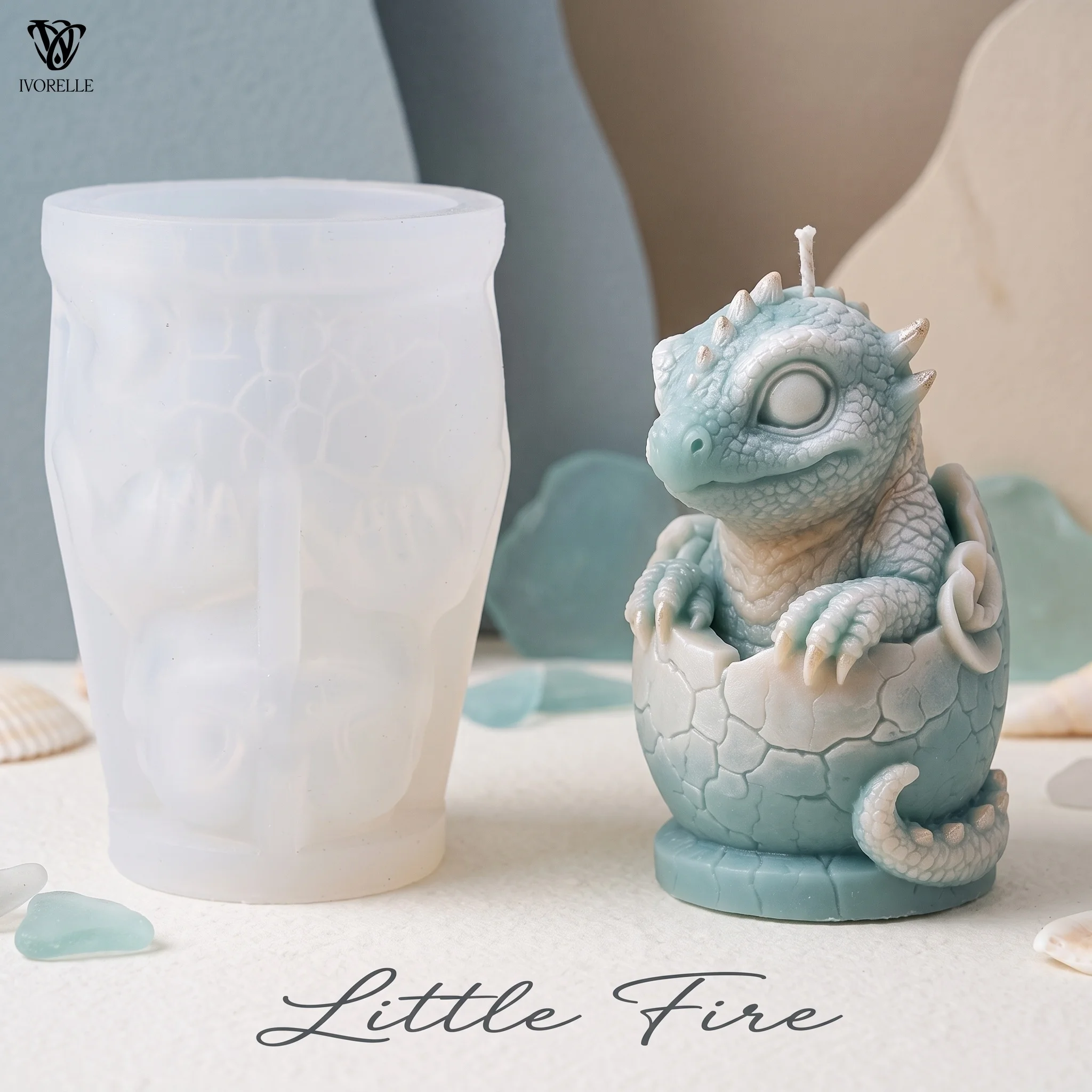 IVORELLE Hatching Baby Dragon Silicone Candle Mold Raised Spines For Wax Resin Plaster Soap DIY Home Decor Craft