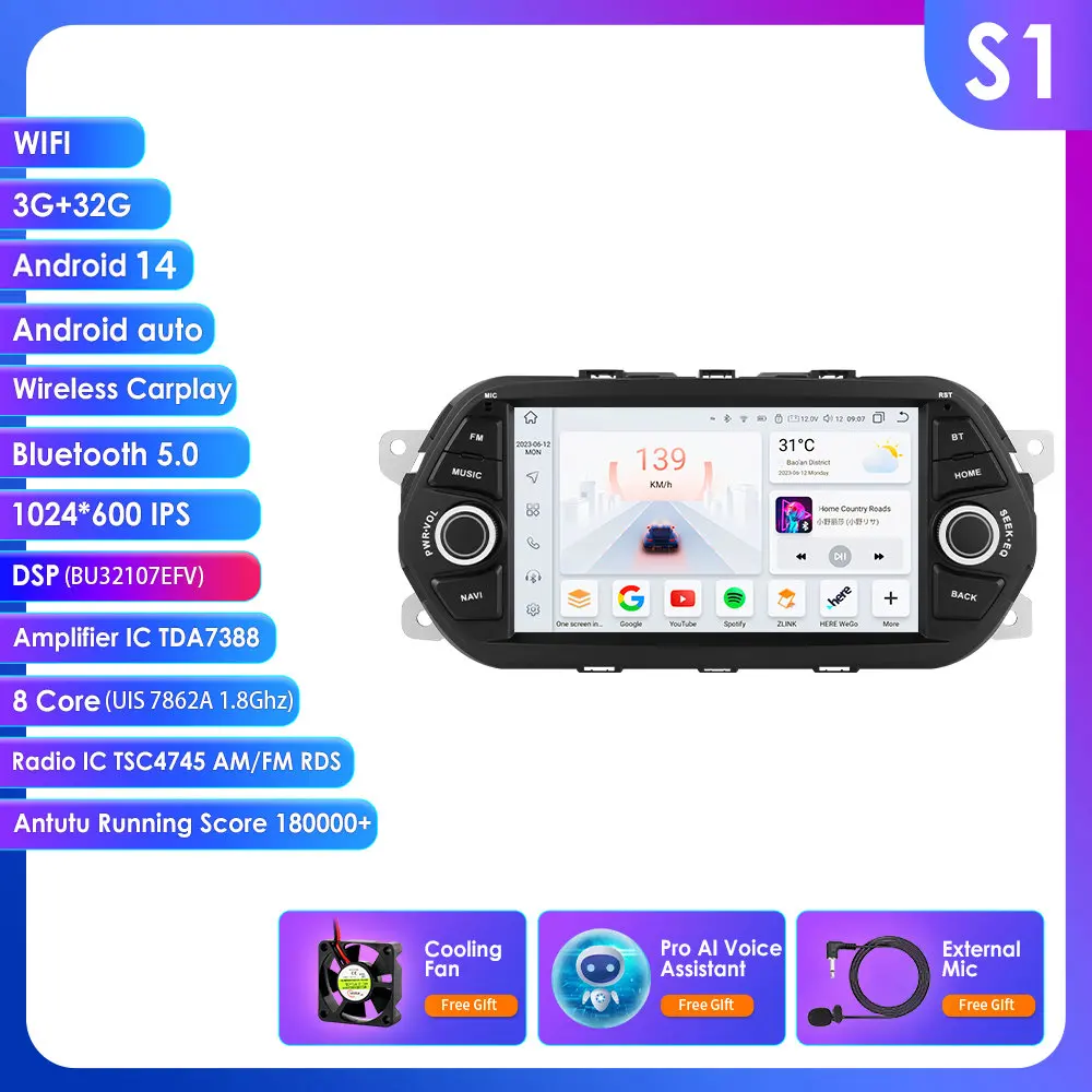 Hizpo 7 inch QLED scherm Android autoradio voor Fiat Tipo Egea Dodge Neon 2015-2017 stereo multimediaspeler GPS 4G CarPlay