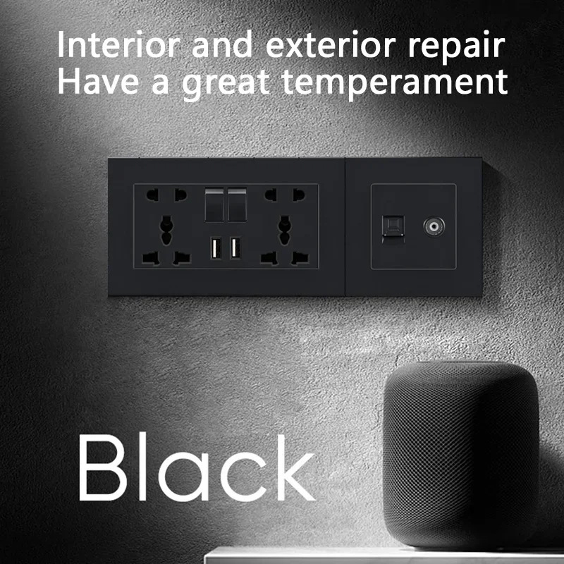 Black Wall Switch EU RU Vintage Flame retardant Panel 1 Gang 1 Way Wall Rocker Switch On/Off 16A AC 250V Russian socket