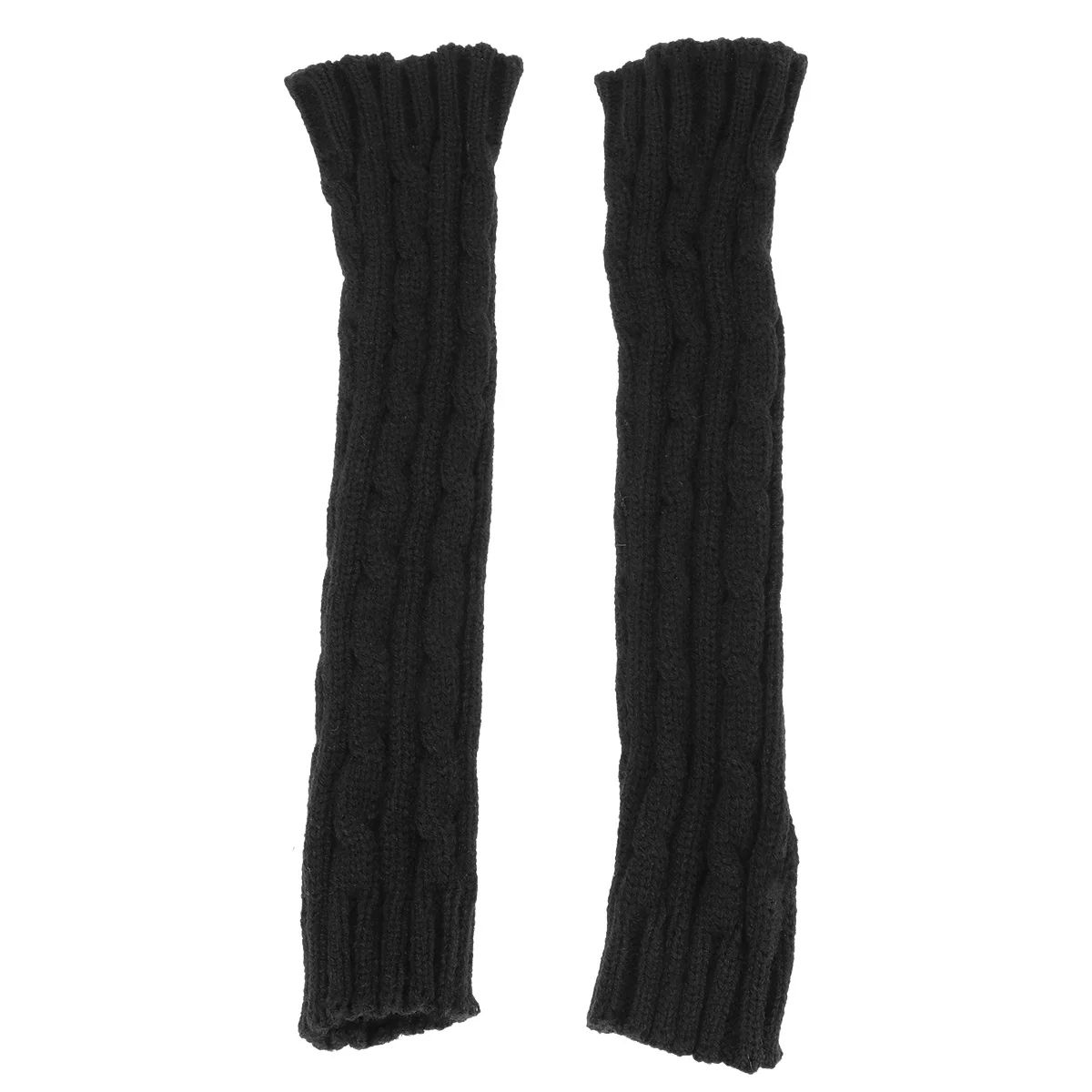 

1Pair Warm Knitted Forearm Sleeves Winter Fingerless Gloves Oversleeves for Basketball Running Driving Golf Winter Cuff