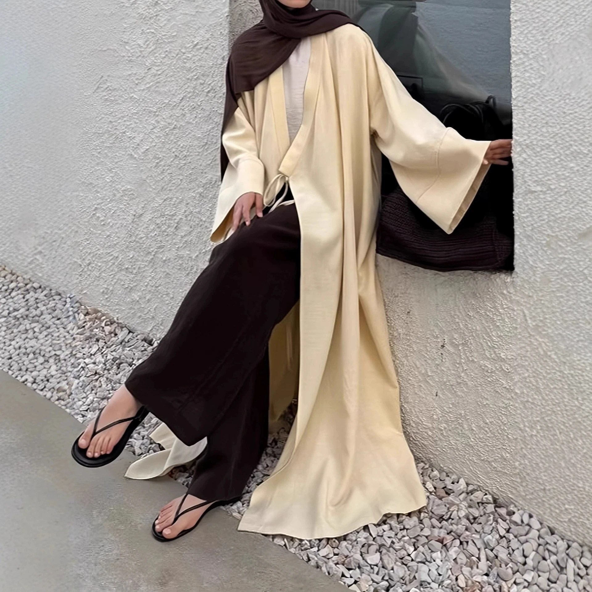 

2026 Women's New Casual Fashion Loose Cardigan Robe Solid Color Casual Soft Comfortable, No Headscarf