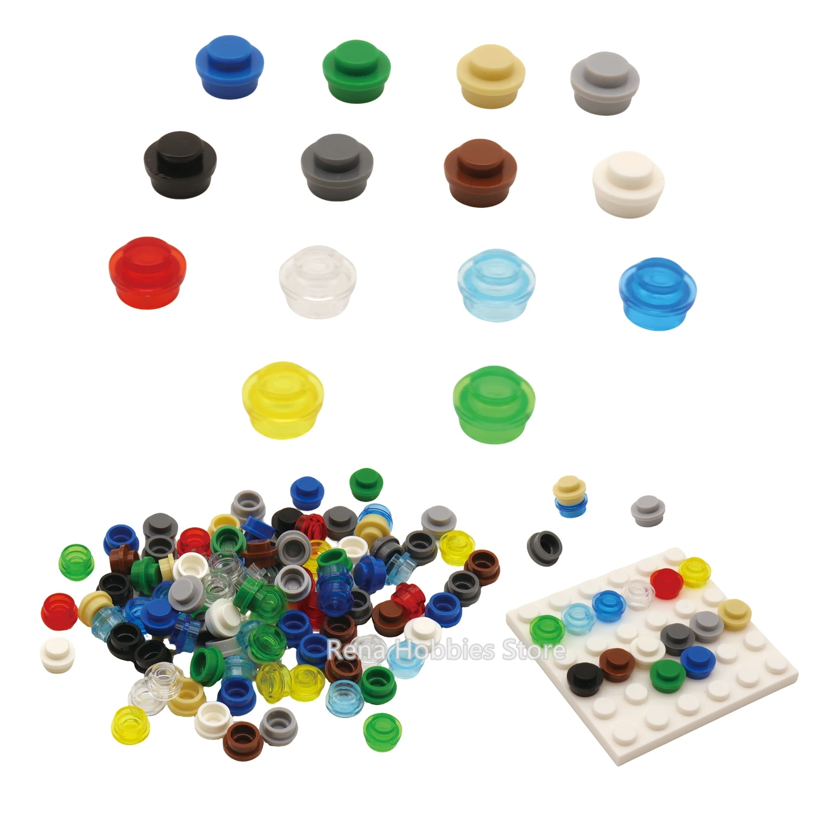 

400PCS 6141 PLATE 1X1 ROUNDMOC Assemble Particles DIY Building Blocks 1*1 Dot Figures Lamp Bricks Parts Toy for Kids