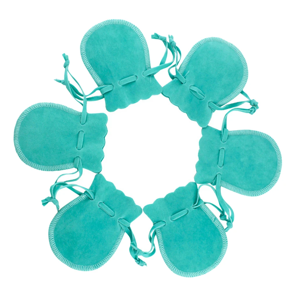 

6pcs Gourd Jewelry Bag Flannel Storage Drawstring Pouches for Ring Earrings Candy Bags Gift Bags Color Lacing (7x9 Lake Blue)
