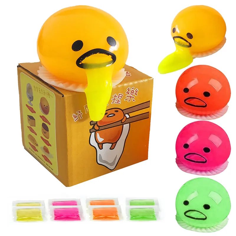 1PC Squishy Puking Egg Yolk Stress Ball With Yellow Goop Relieve Stress Toy Funny Squeeze Tricky Antistress Disgusting Egg Toys