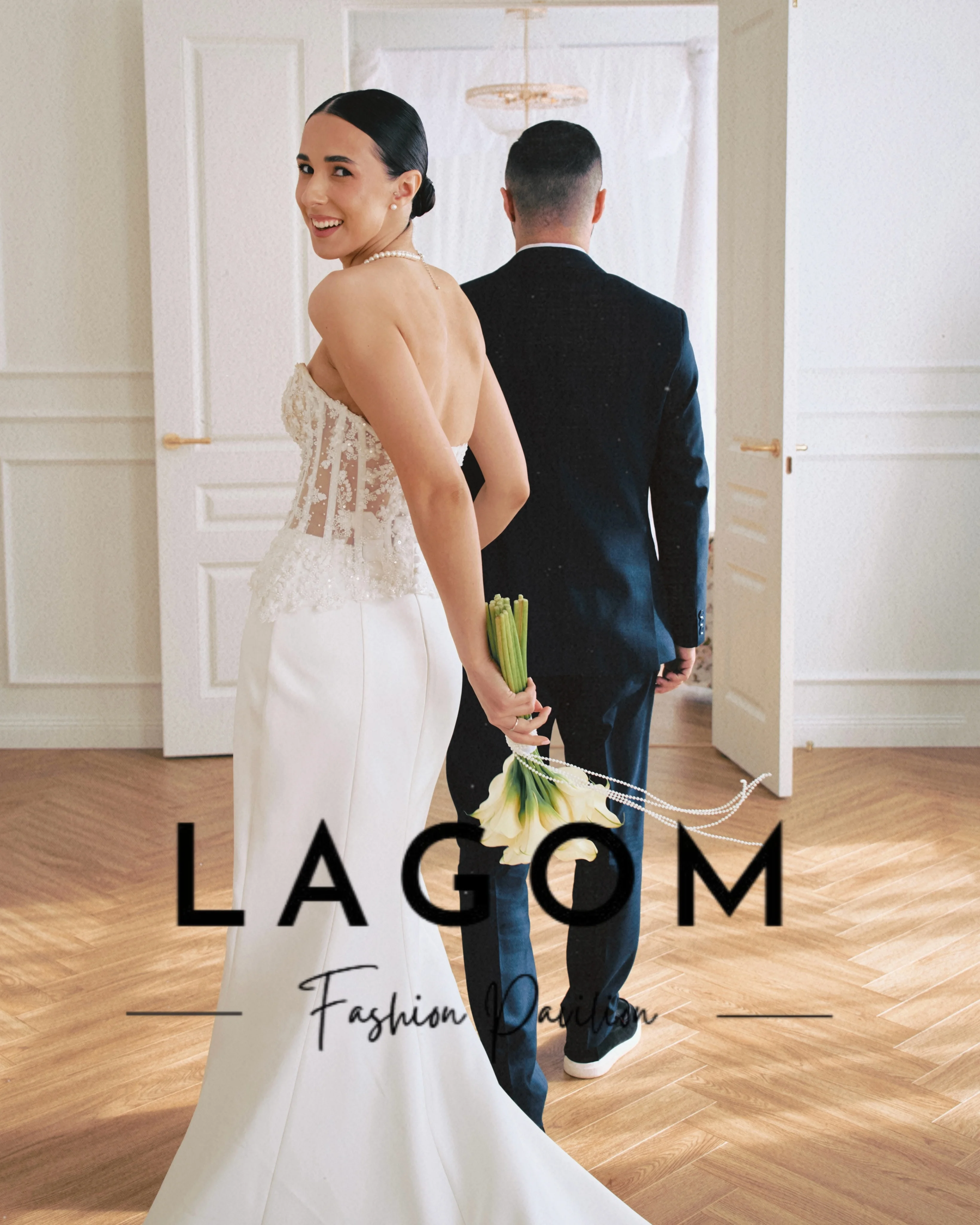 Lagom Elegant Sweetheart Satin Mermaid Floor-Length Sleeveless New Wedding Dress Lace Bodice Corset Vestidos De Novia Customized