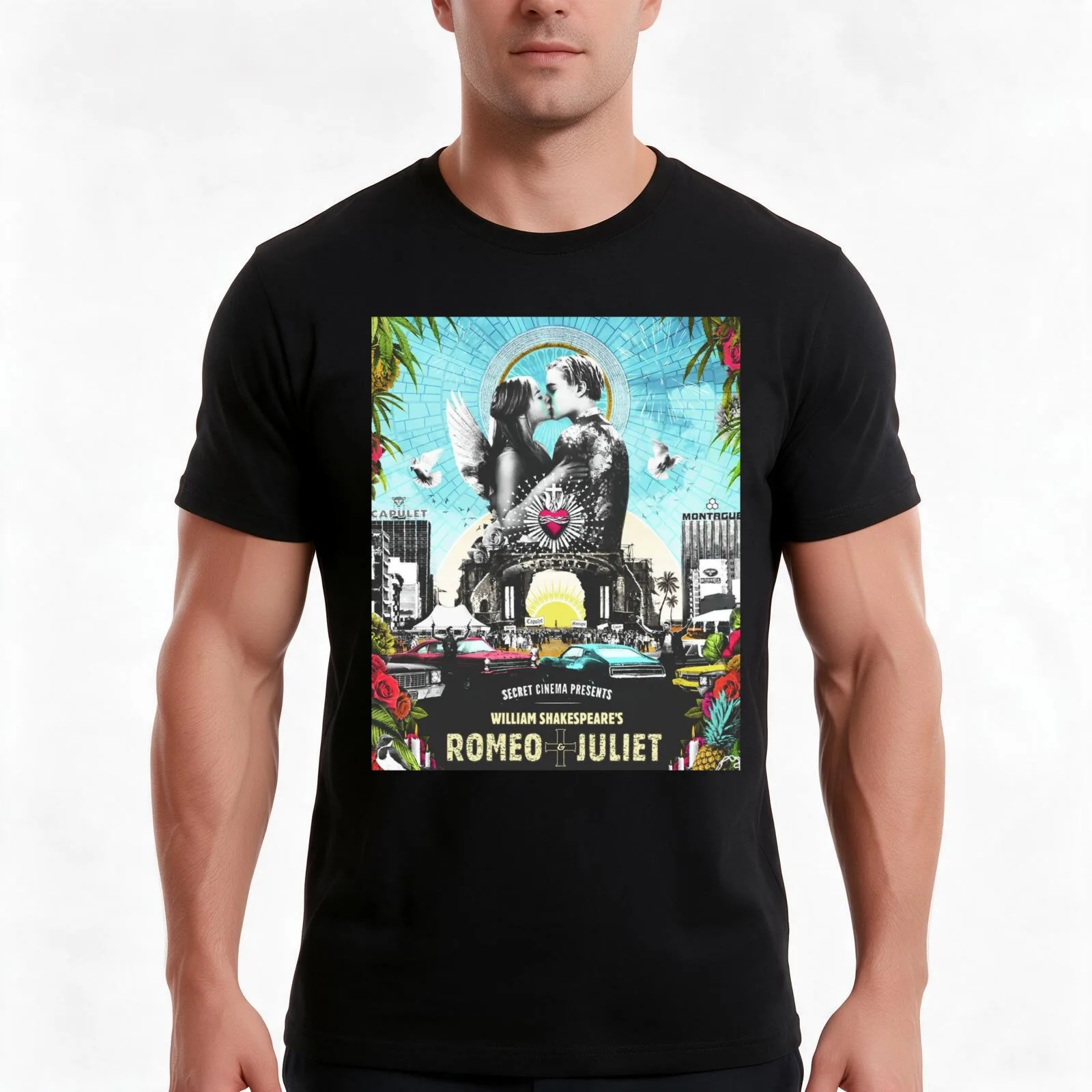 Romeo and Juliet T-Shirt, Summer Casual Cotton Tee, Oversized Streetwear Tops, Vintage Graphic Print, Loose Fit Short Sleeve
