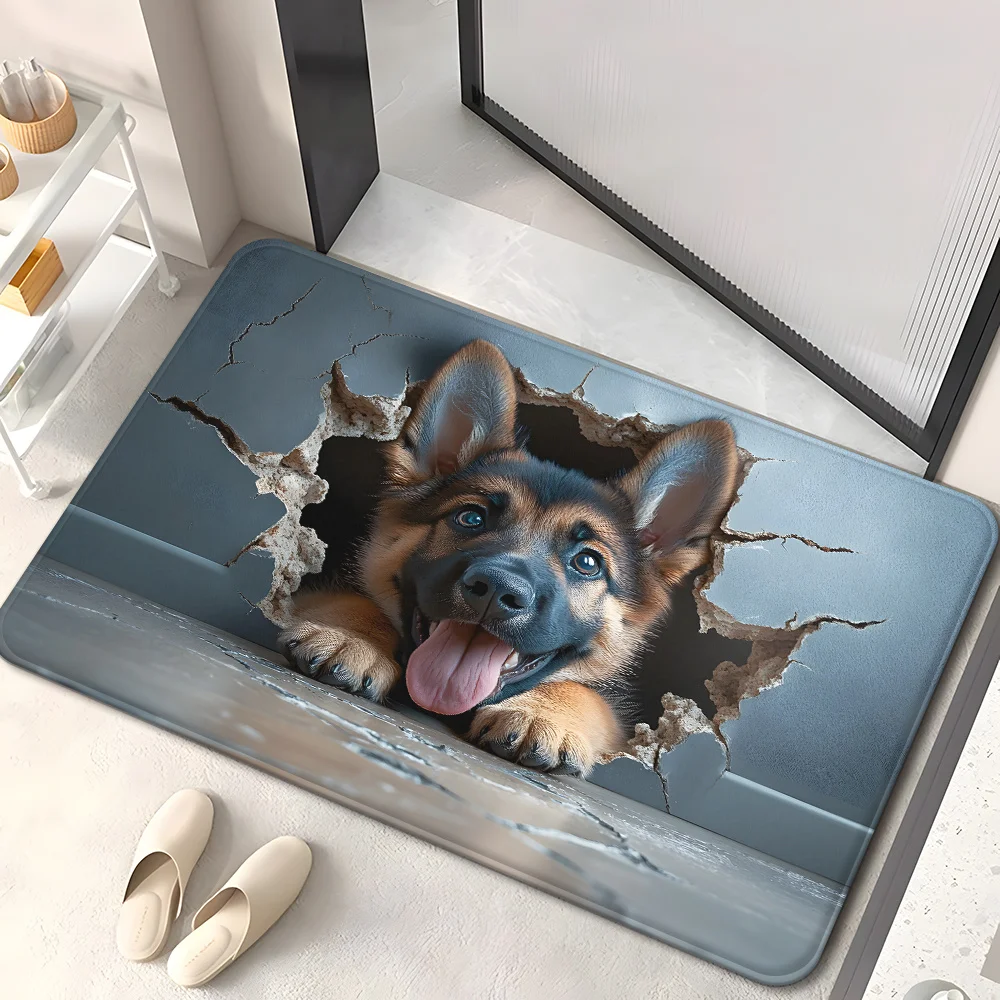 Realistic German Shepherd Dog Pop Up Door Mat for Pet Lovers Entrance Welcome Rug Stylish Home Decor Utility Mat Gift for Dog Ow