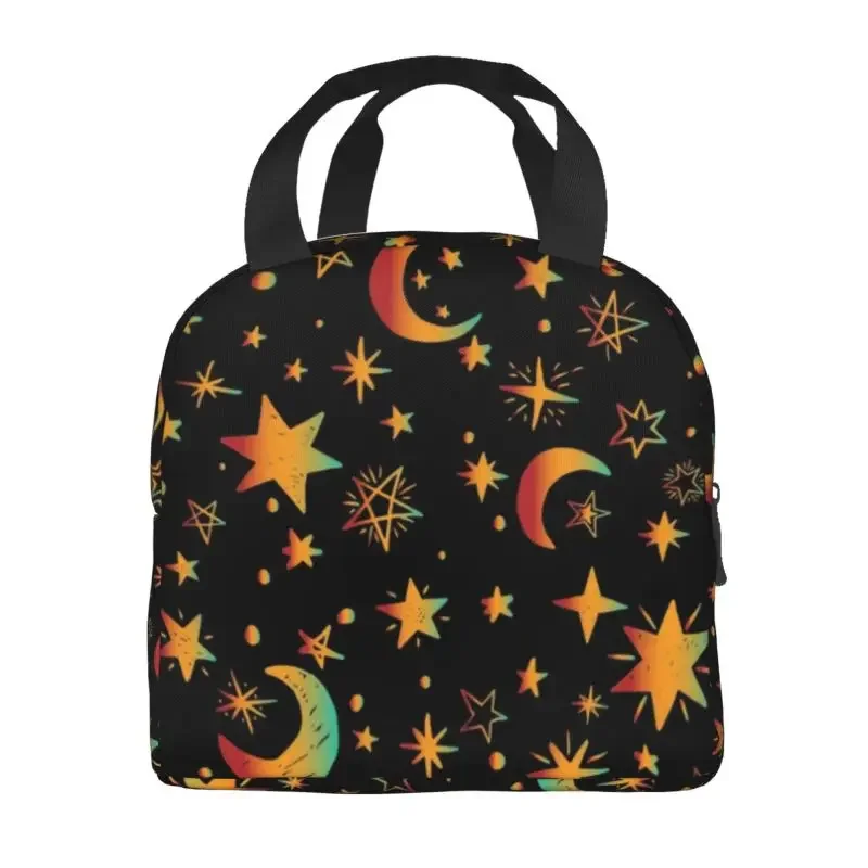 Celestial Moon And Stars Insulated Lunch Bags for Women Galaxy Space Resuable Thermal Cooler Bento Box Kids School Children