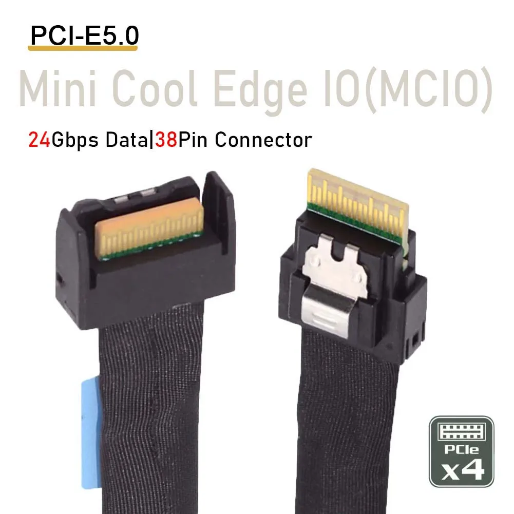 PCIE Gen5 MCIO 4i To MCIO SFF-8654 4x  Extender Cable PCI-E 5.0 Mini Cool Edge IO MCIO 4i 38Pin Male To SFF-8654 Slimline 4X0.5m