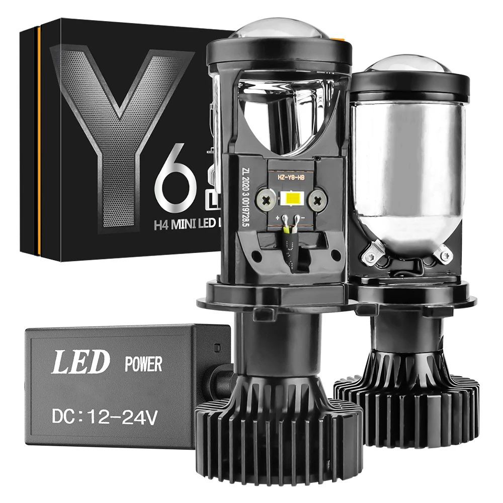 

Y6 H4 6500k Super Bright Mini Lens Laser LED 100W Car Headlight 20000LM Hi/Low Beam Turbo Fog Light Bulb Projector Canbus Lamp