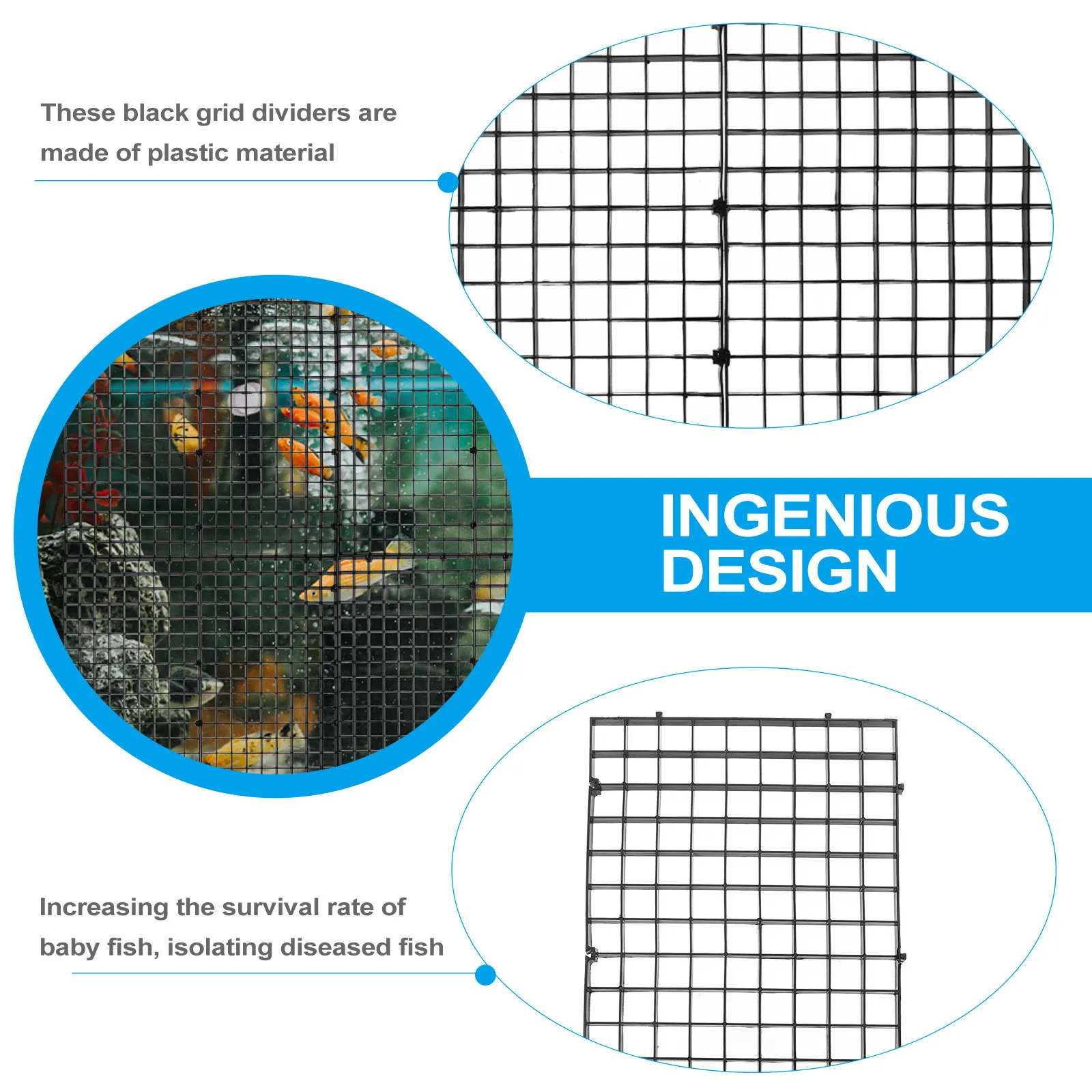 10Pcs Aquarium Bottom Grid Divider Black Plastic Fish Tank Isolation Panel for Breeding Separation Platform Building Filter