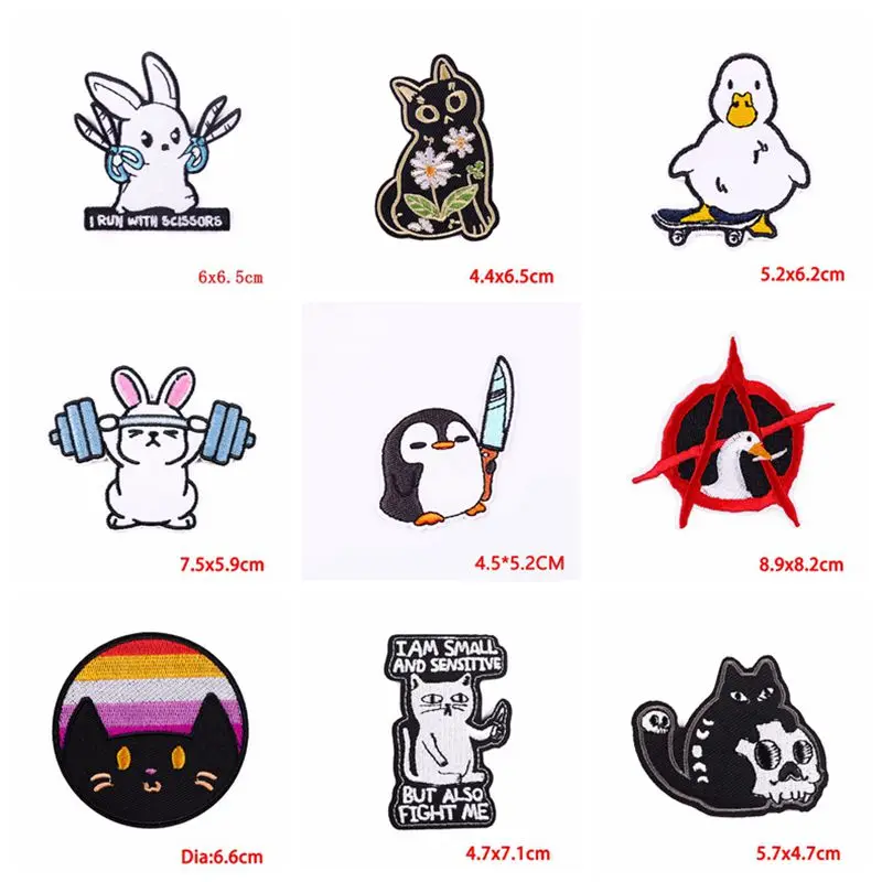 10PCS Wholesale Silly Goose Embroidered Patches For Clothing thermoadhesive Patches On Clothes Animal Iron On Patch Backpack DIY