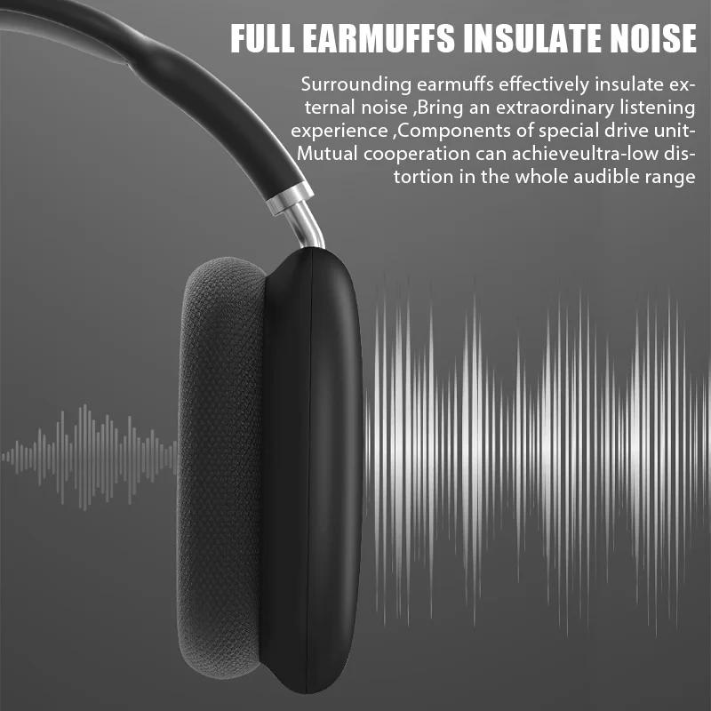 New P9 Wireless Bluetooth Headphones Noise Cancelling with Microphone Pods Over Ear Sports Gaming Headset for Apple iPhone image 4