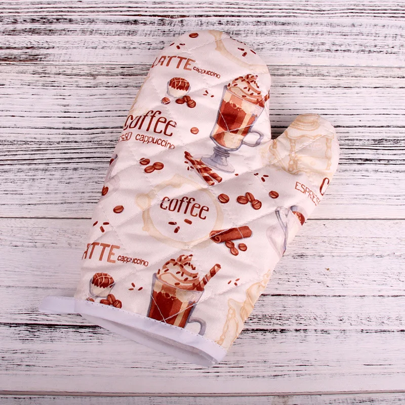1Pc Baking Microwave Gloves Kitchen Heat-Resistant Oven Mitts Household Fashion Pattern Insulated Steamer Glove Accessories Tool