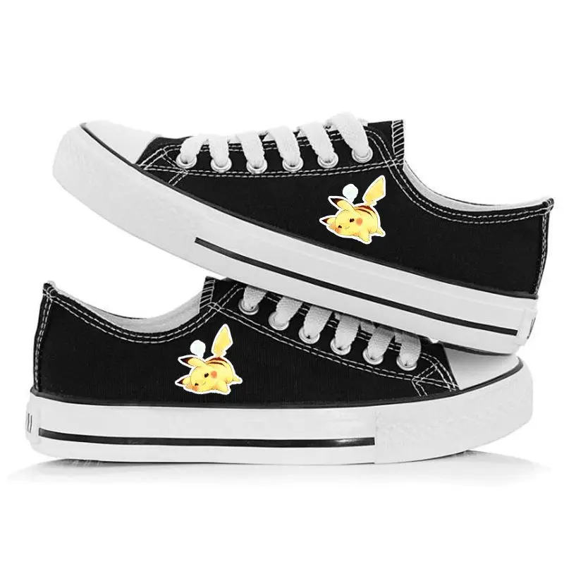 2024 New Low Cut Pikachu Korean Version Breathable Casual Sports Canvas Shoes For Men And Women Couples black shoes