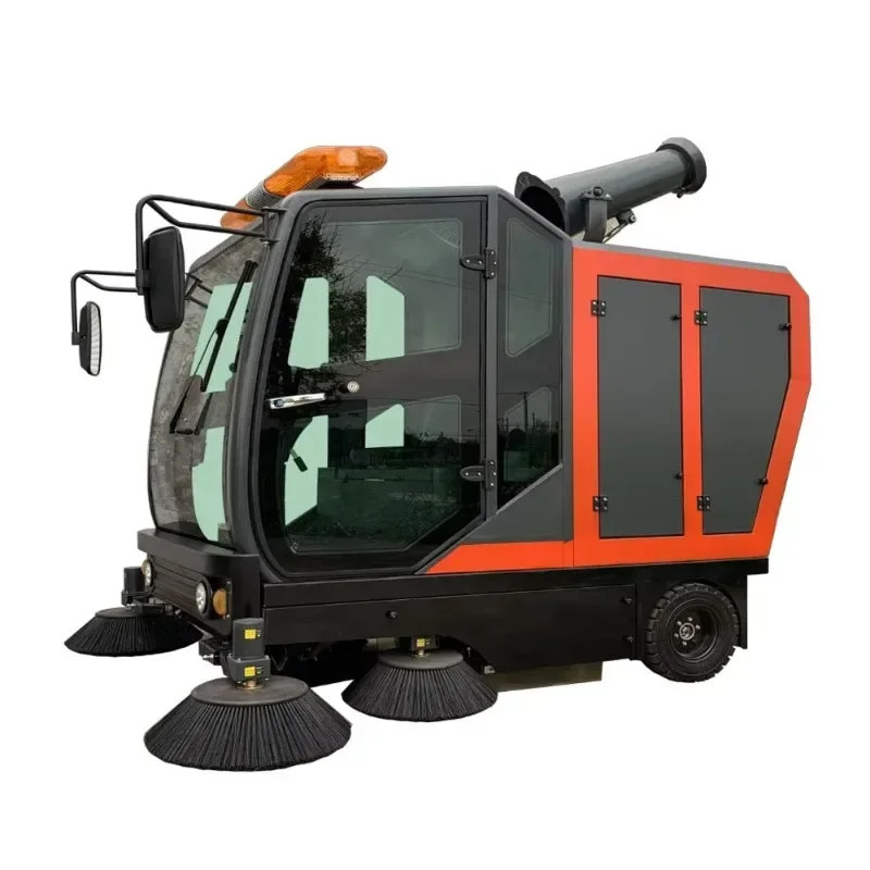 ShuoJie SJ2100W Double Vacuum Battery Road Sweeper Truck with Cannon and High Pressure Washing Kit