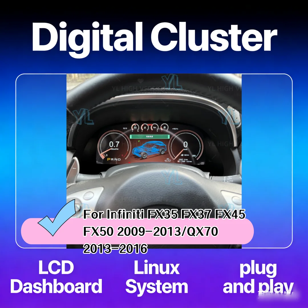 NEW LCD Dashboard Digital Cluster Instrument Panel For Infiniti FX35 FX37 FX45 FX502009-2013 / QX70 2013-2016 Linux Speed Meter