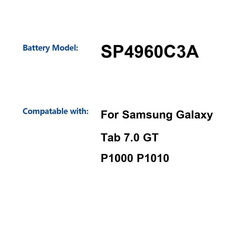 

Надежный блок питания 4000 мАч для Samsung Galaxy Tab 7,0 GT P1000 P1010, прочный аккумулятор для планшета SP4960C3A