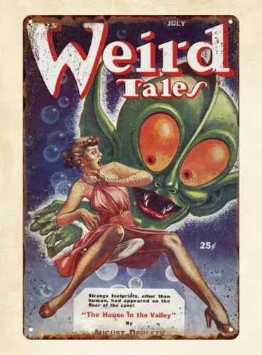 metal art Weird Tales magazine cover 1953 House in Valley metal tin sign