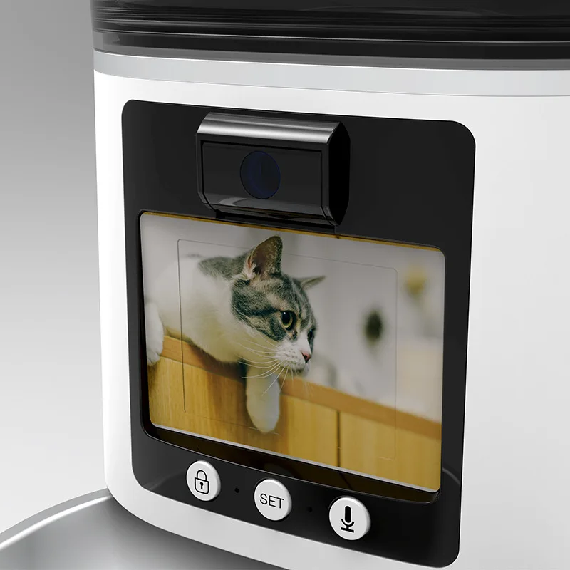 5L slimme voerbak voor huisdieren met scherm - tweewegvideo en stem, timer APP-bediening, dubbele voeding, automatische dispenser voor katten/honden