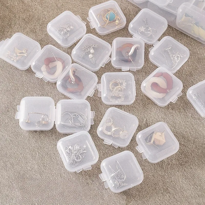 30PC Anti Oxidation Transparent Plastic Storage Box Portable Large Capacity Dustproof Jewelry Necklace Earrings