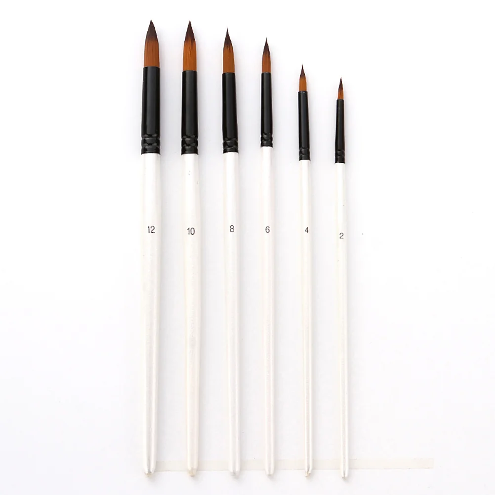 6 Pcs Nylon Brush Set Painting Drawing Miniature Supplies Dual Color Hair Pens