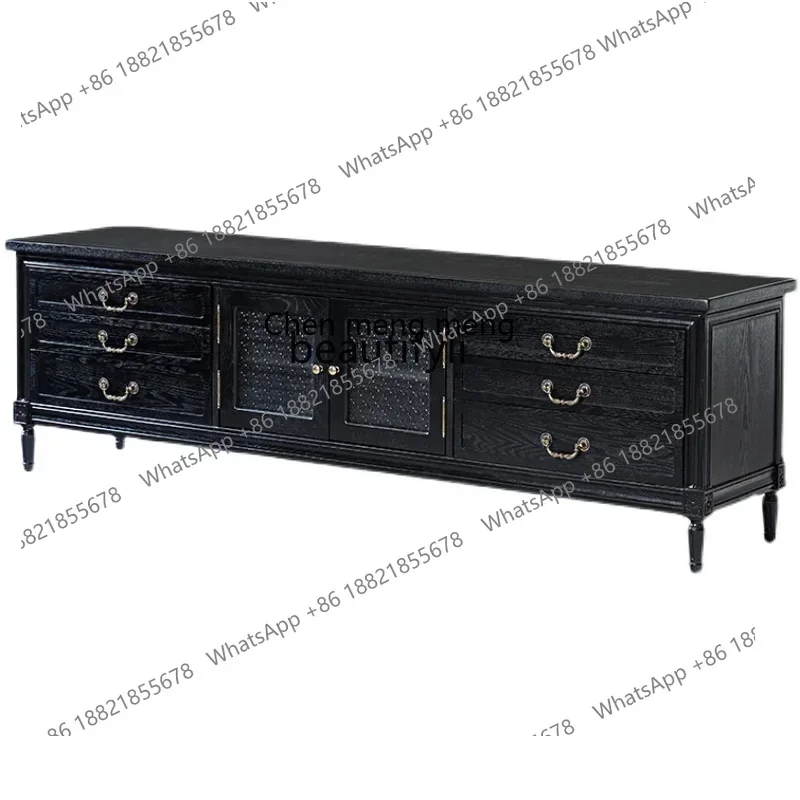 

CC182Black solid wood TV cabinet, retro style simple country light fully equipped locker, oak cabinet R