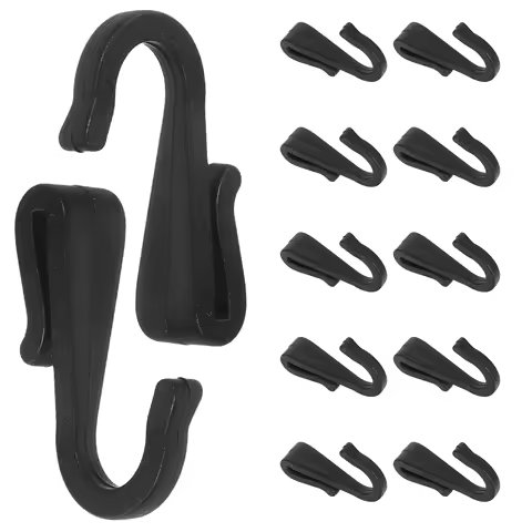 12pcs J Shaped Hook Plastic Clip On Hanger Kitchen Hanging Sink Grid Hook For Wire Baskets Plates Trolley Storage Rack Bedroom
