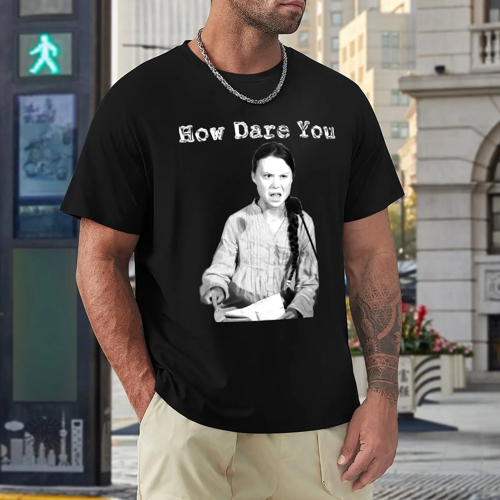 Men's t-shirts brand summer  tshirt Greta Thunberg | How Dare You | T-Shirt o-neck t shirt tops mens clothing