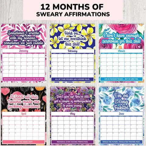 Mental Health Calendar 2024 Funny Sweary Calendar Desk Calendar Wall Calendar With Sweary Affirmation Monthly Planner Home Decor