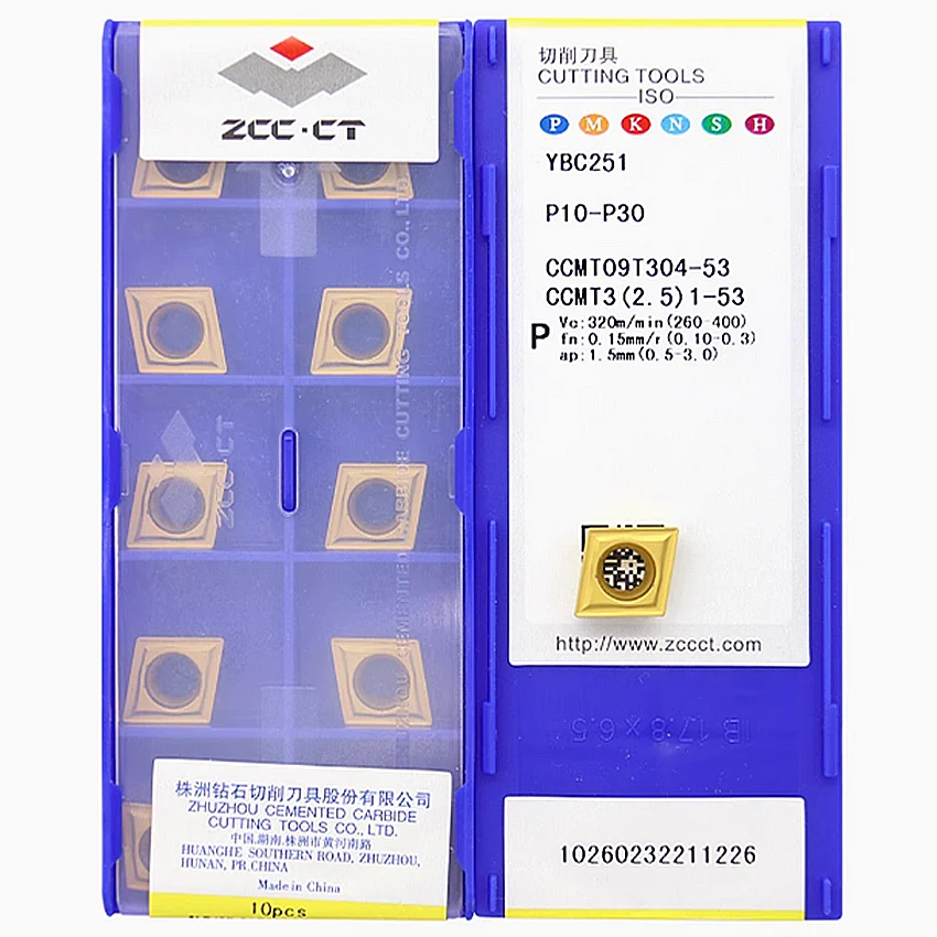 

CCMT09T304-53 YBC251 YBM251 YBD151 YBC151/CCMT09T308-53 YBC251 ZCC.CT CCMT09T304 CCMT09T308 CNC carbide Turning insert 10pcs/box