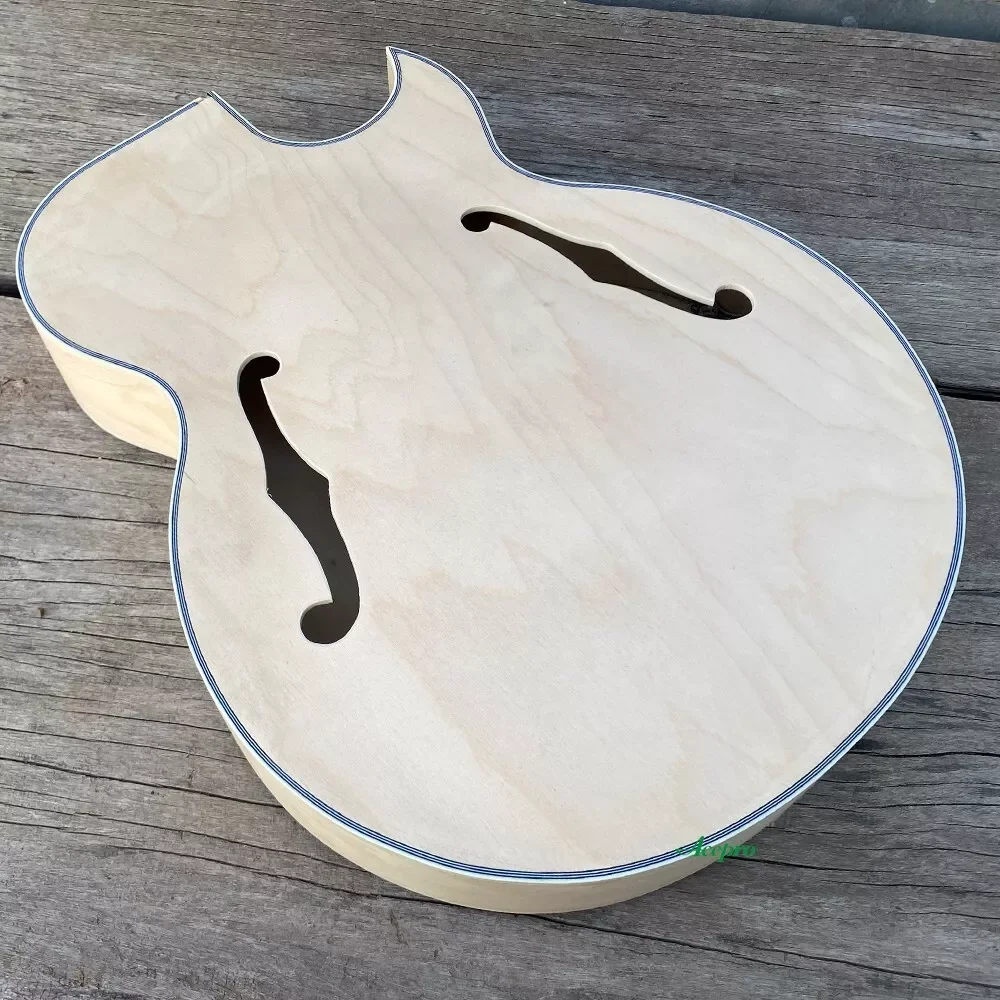 In Stock DIY Electric Guitar Body Unfinished Thick Full Hollow Body, Single Cut F Holes, Maple Wood, Free Shipping