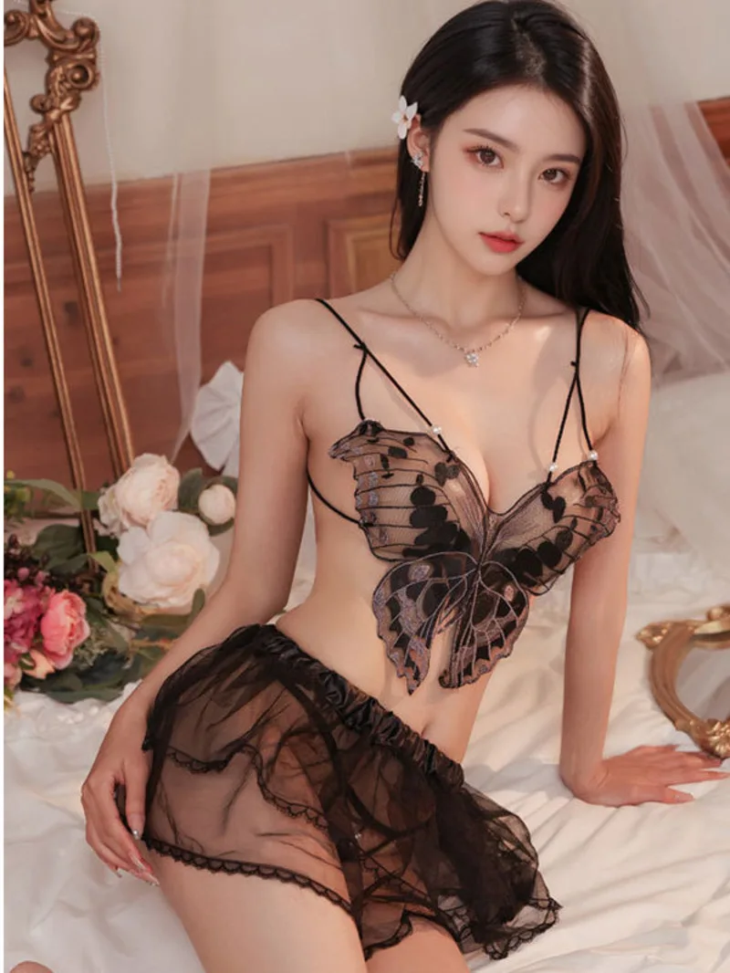 여성 여름 패션 의류 달콤한 캐미솔 나비 장식 레이스 업 2025 새로운 스타일 이국적인 섹시한 느슨한 우아한 드레스 3BD8