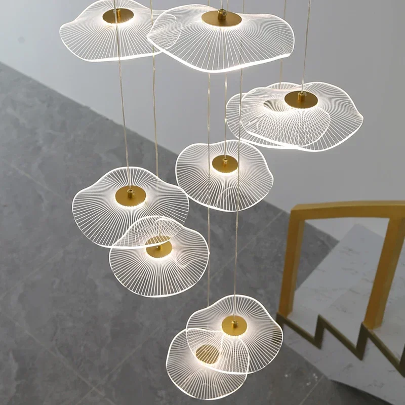 Lámparas colgantes Led de acrílico para sala de estar, candelabro de escalera, accesorios de decoración del hogar, accesorios de iluminación colgantes de diseñador