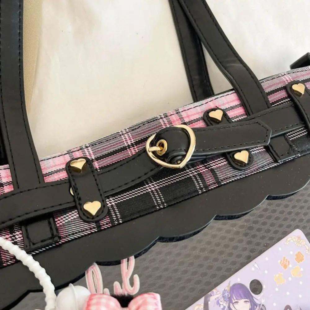 Y2K dessin animé Anime Itabag treillis grande capacité JK sac à bandoulière épicé fille idole marchandise stockage Transparent sac à bandoulière