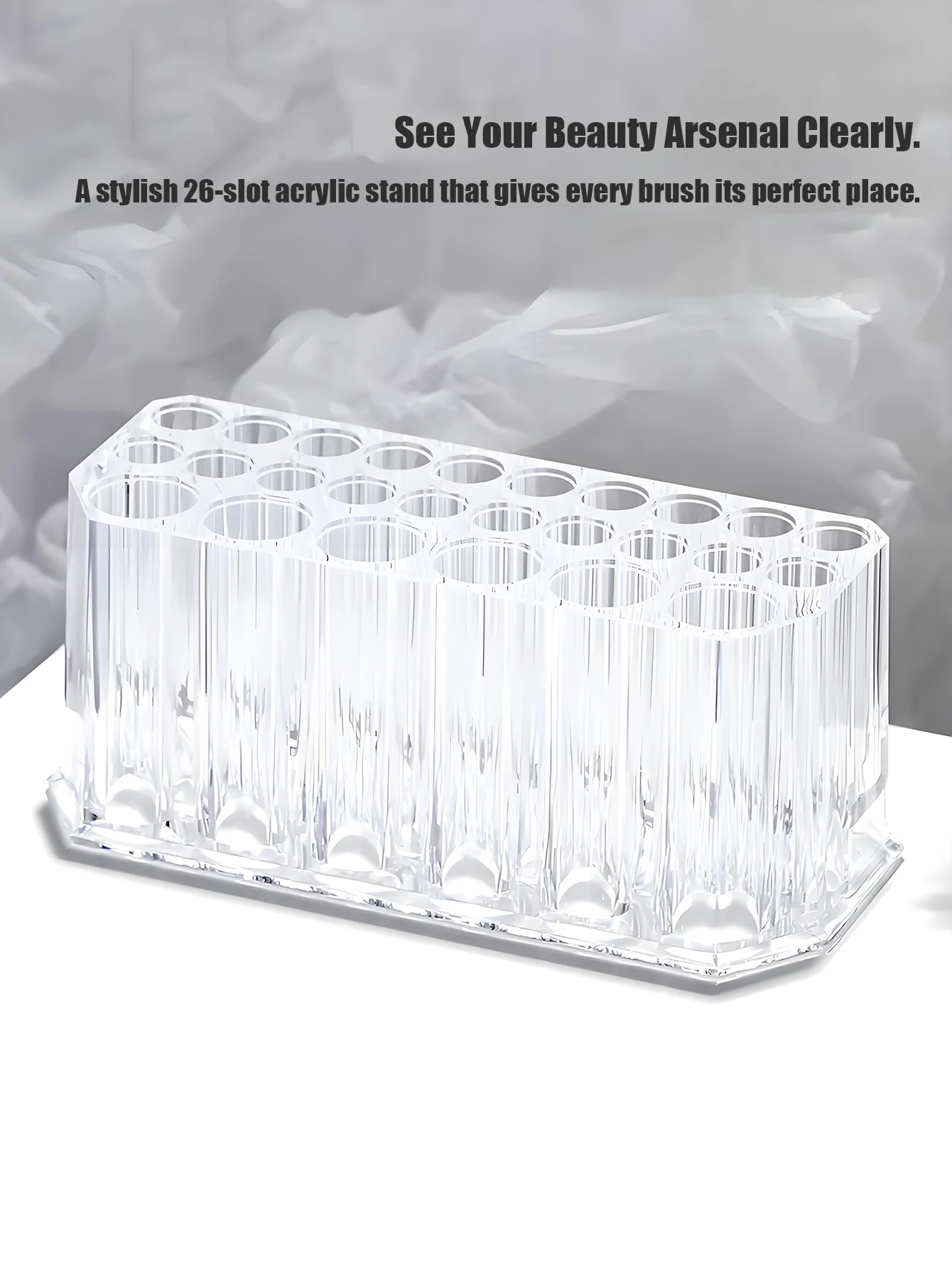 1pc Clear Acrylic 26Hole Brush Stand Multifunctional Makeup Brush Holder Display Case for Nail Art Tools and Cosmetic Brushes view 5