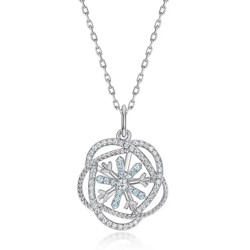 

Snowflake Wrapped Women's Pendant S925 Silver Plated 18K Gold PT950 Platinum Collarbone Chain