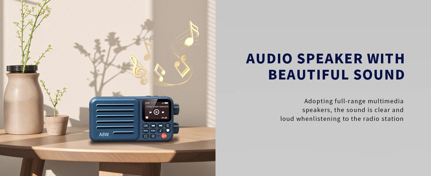 Choyong A8W Tragbares Internetradio (GLOBALE VERSION) mit WIFI & 4G FM, Micro-SD-Karte, Digitales Taschenradio für die ganze Welt, choyong – Detail 5