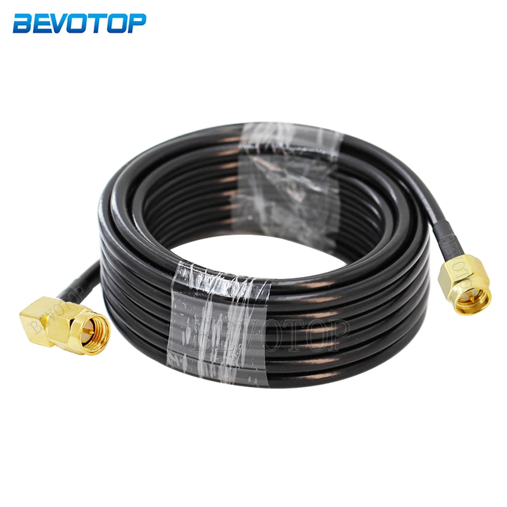 

RG58 SMA/RP SMA Male to SMA Male 90 Degree Connector WiFi Antenna Extension Cable RG-58 50 Ohm RF Adapter Coaxial Jumper Pigtail