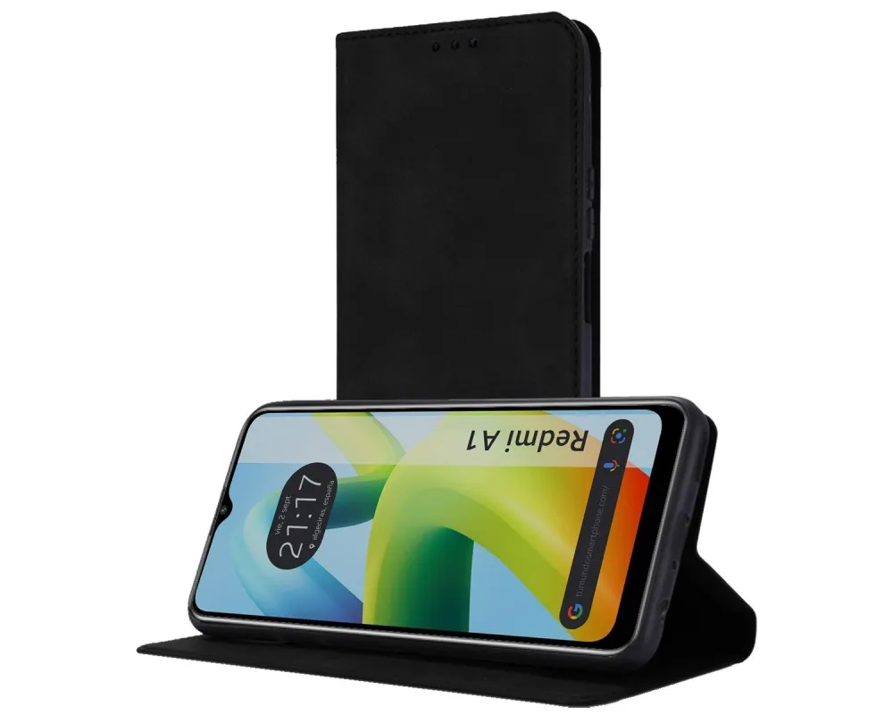 For Xiaomi Redmi A1 black leather case with card holder