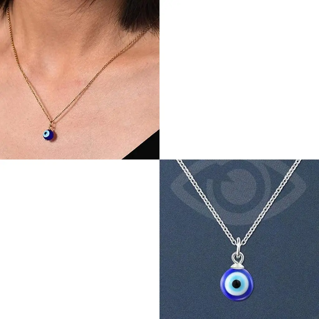 195C Necklace Blue Turkish Golden/Silver Chain for Evil Eye Necklace for